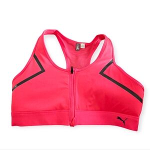 Puma Sports Bra Zip Front Sports Bra Neon Pink Sports Bra Size Large